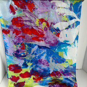 Vince Camuto 100% Silk Multicolor long Scarf 17"x70"